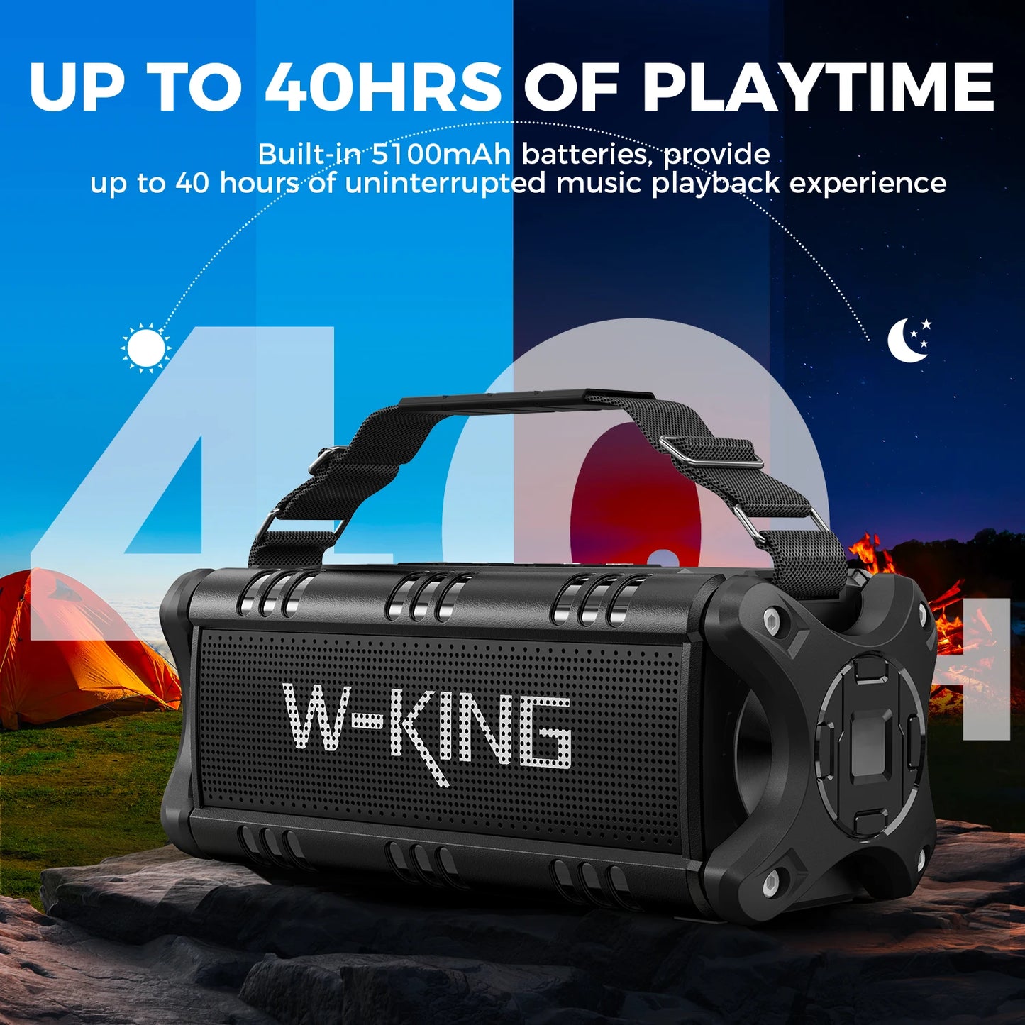 W-KING Bluetooth Speaker, 90W Peak 50W RMS IPX6 Waterproof Loud Speakers Bluetooth Wireless, Large Outdoor Portable Speaker