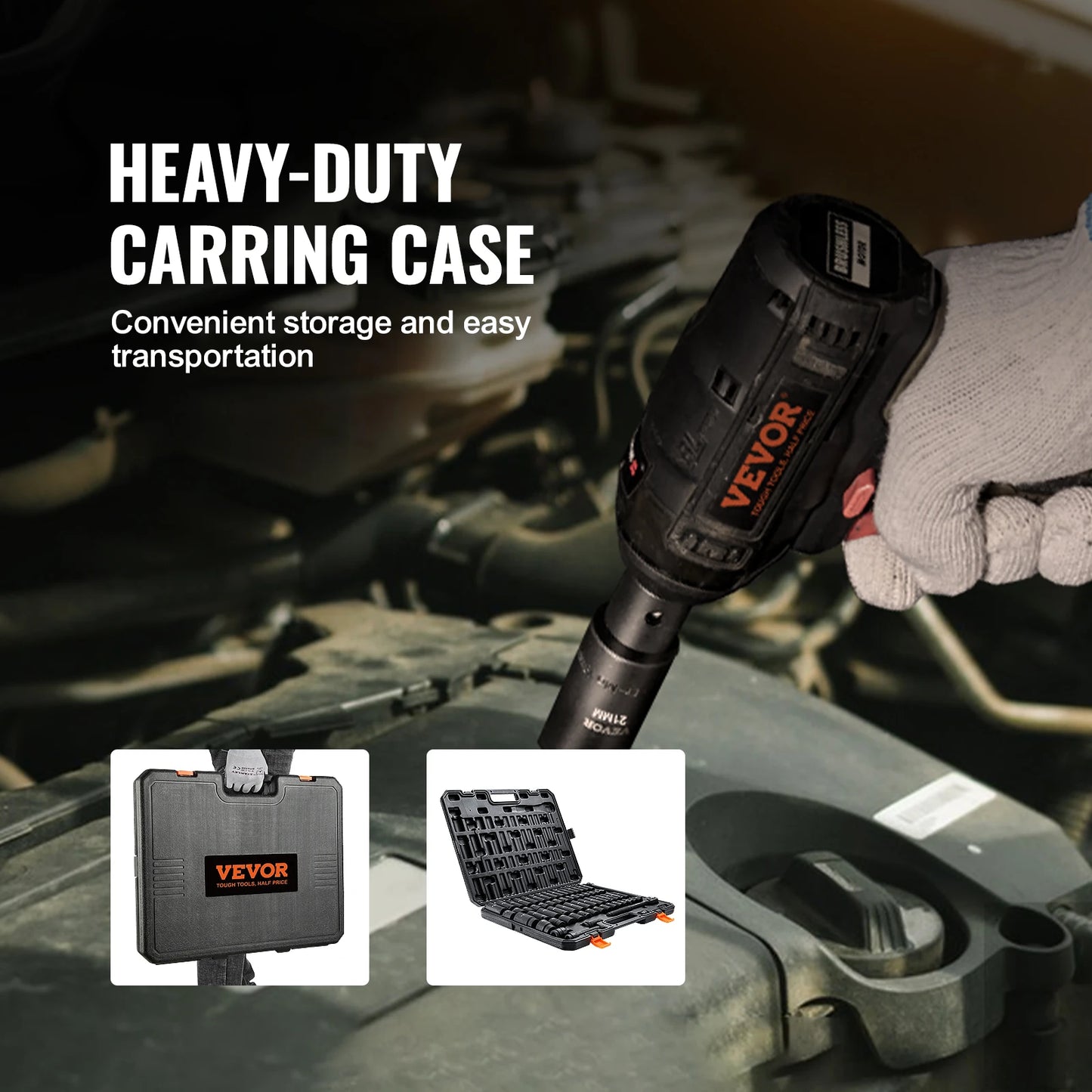 SucceBuy 1/2" Drive Impact Socket Set 6 Point Cr-V Alloy Steel for Auto Repair Easy-to-Read Size Markings Rugged Construction