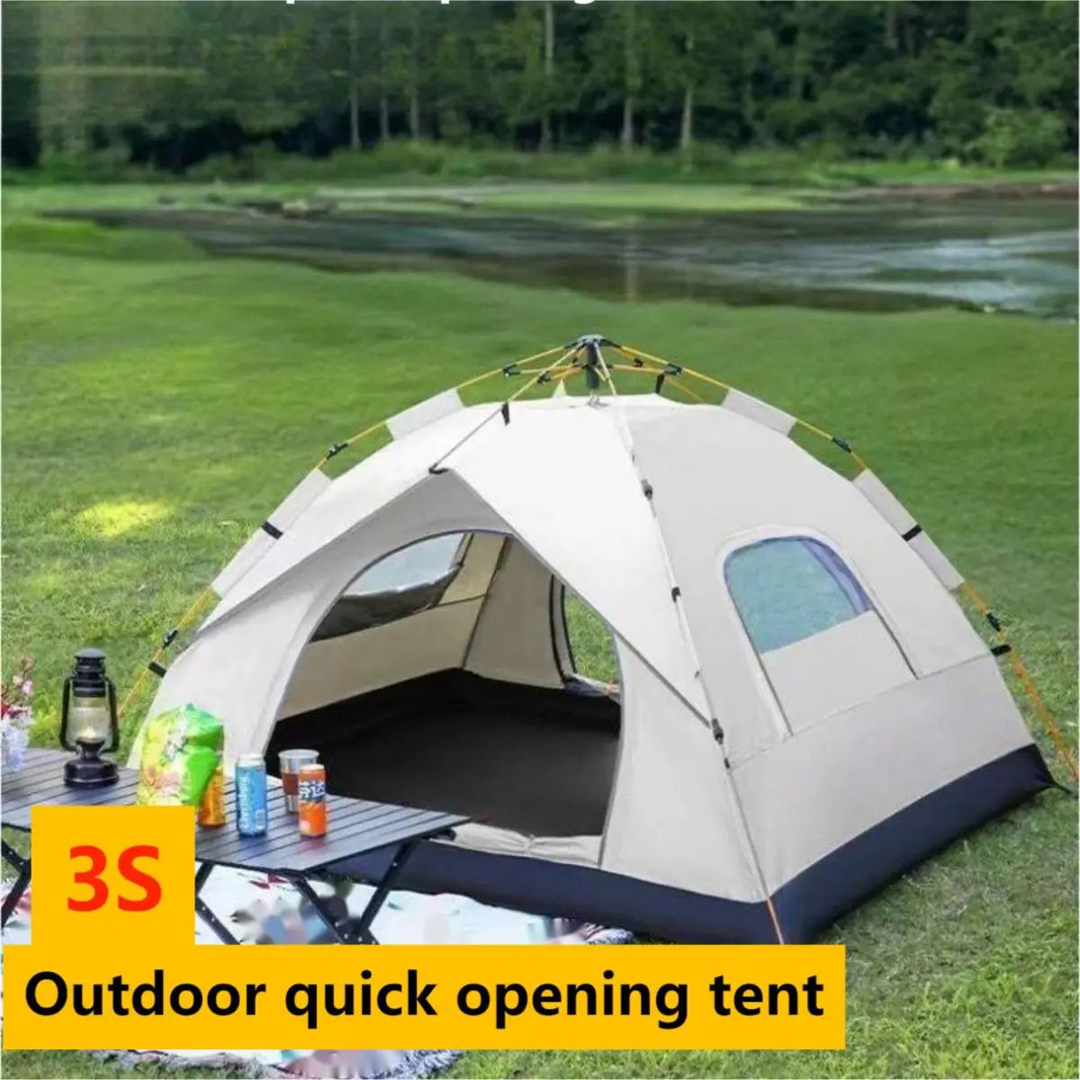 Automatic Quick-opening Tent Outdoor Self-driving Travel Camping Tent Rainproof Sunshine-proof TentTwo doors without windows
