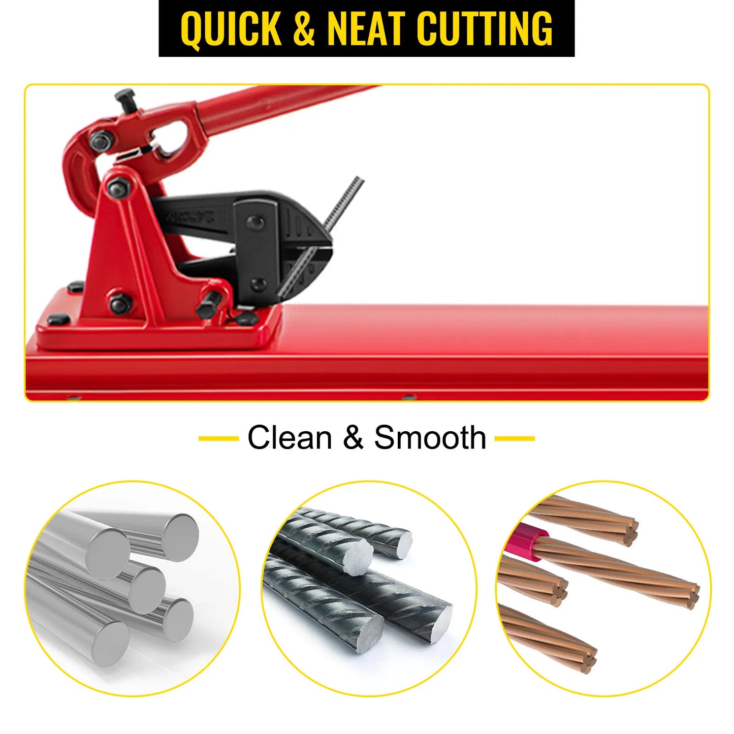 SucceBuy 24in Cutting Bench Type Hand Swager Tool Wire Rope Swaging Machine with Crimper Cable Bolt Cutter Head Copper Sleeves