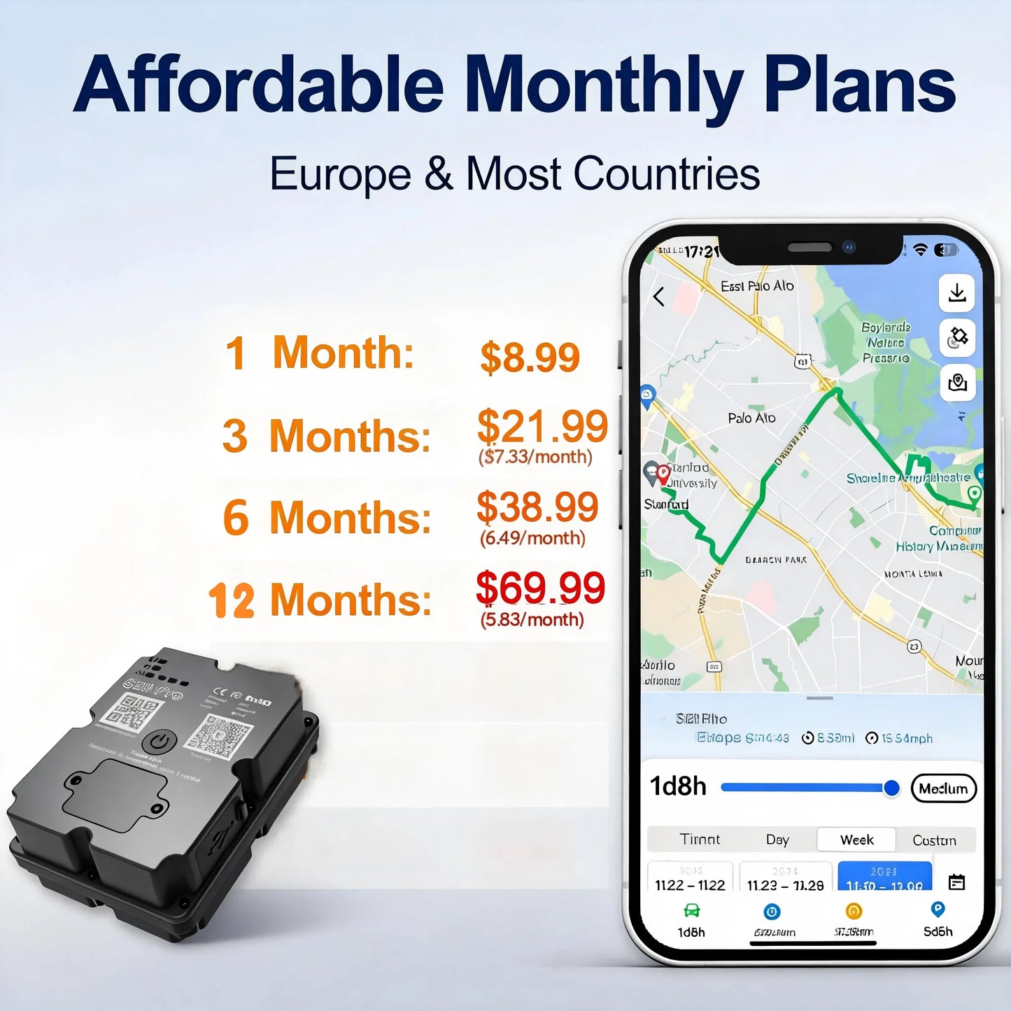 GPS Tracker for RV Van Life Camper Motorhome Real Time Tracking Anti Theft SOS 4G Global Portable Waterproof Subscription