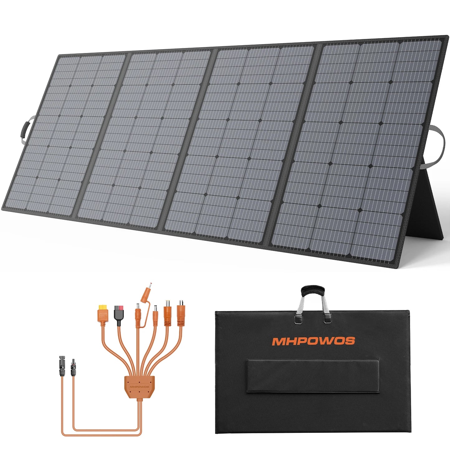 MHPOWOS 400W Portable Solar Panel 31 V Foldable Solar Panels Charger with 7 in 1 Solar Cable for Camping , Outdoor, Powerstation