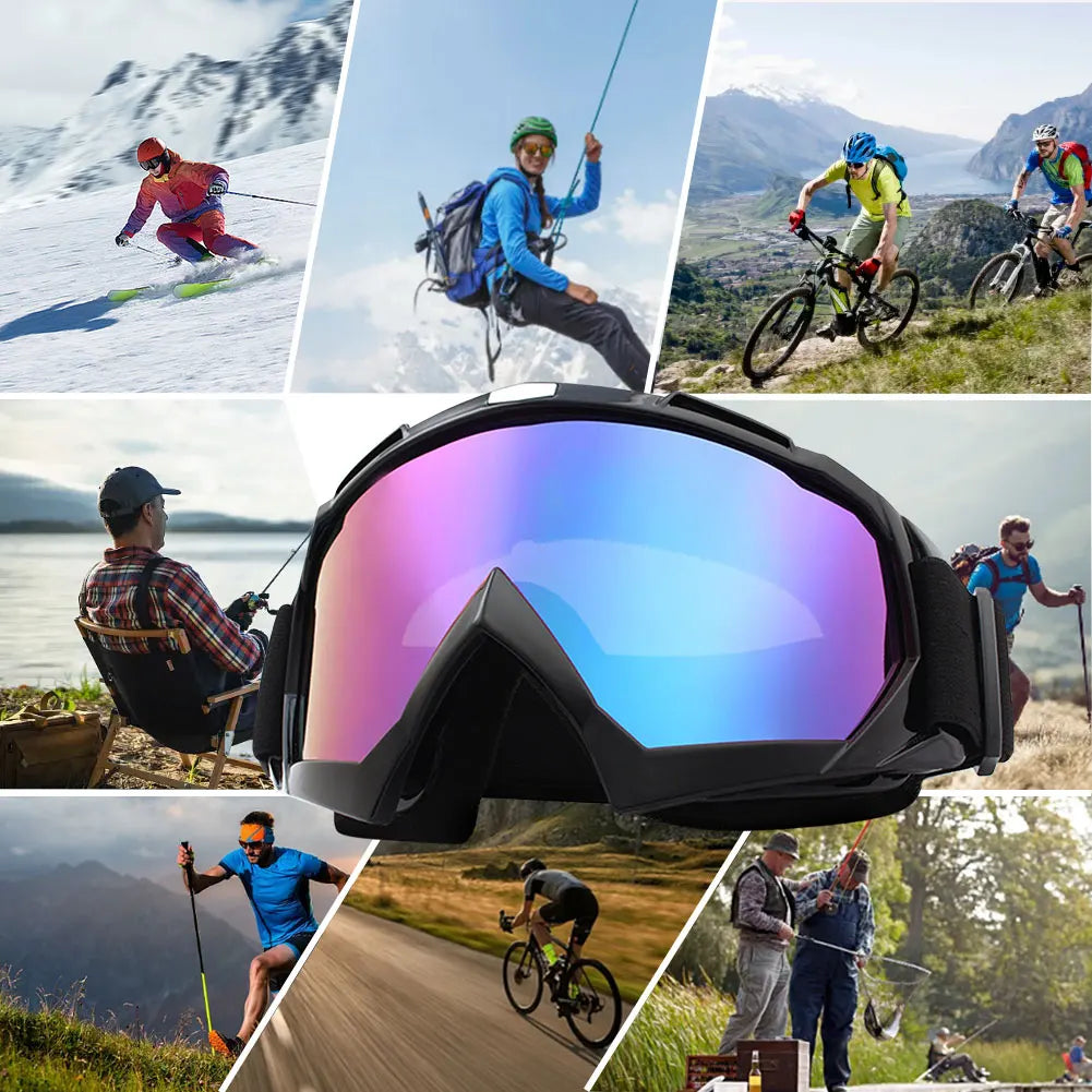 Skiing Eyewear Motorcycle Glasses Windproof Cycling Sun Anti-Fog Protective Goggles UV Protection for Winter Outdoor Sport