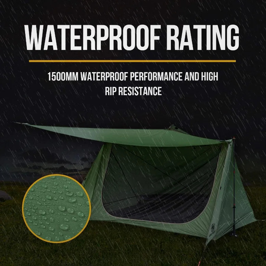 Backwoods Bungalow Bushcraft Shelter 2.0 Ultralight Backpacking Tent with with Porch for Camping Hiking Backpacking Motorcycle