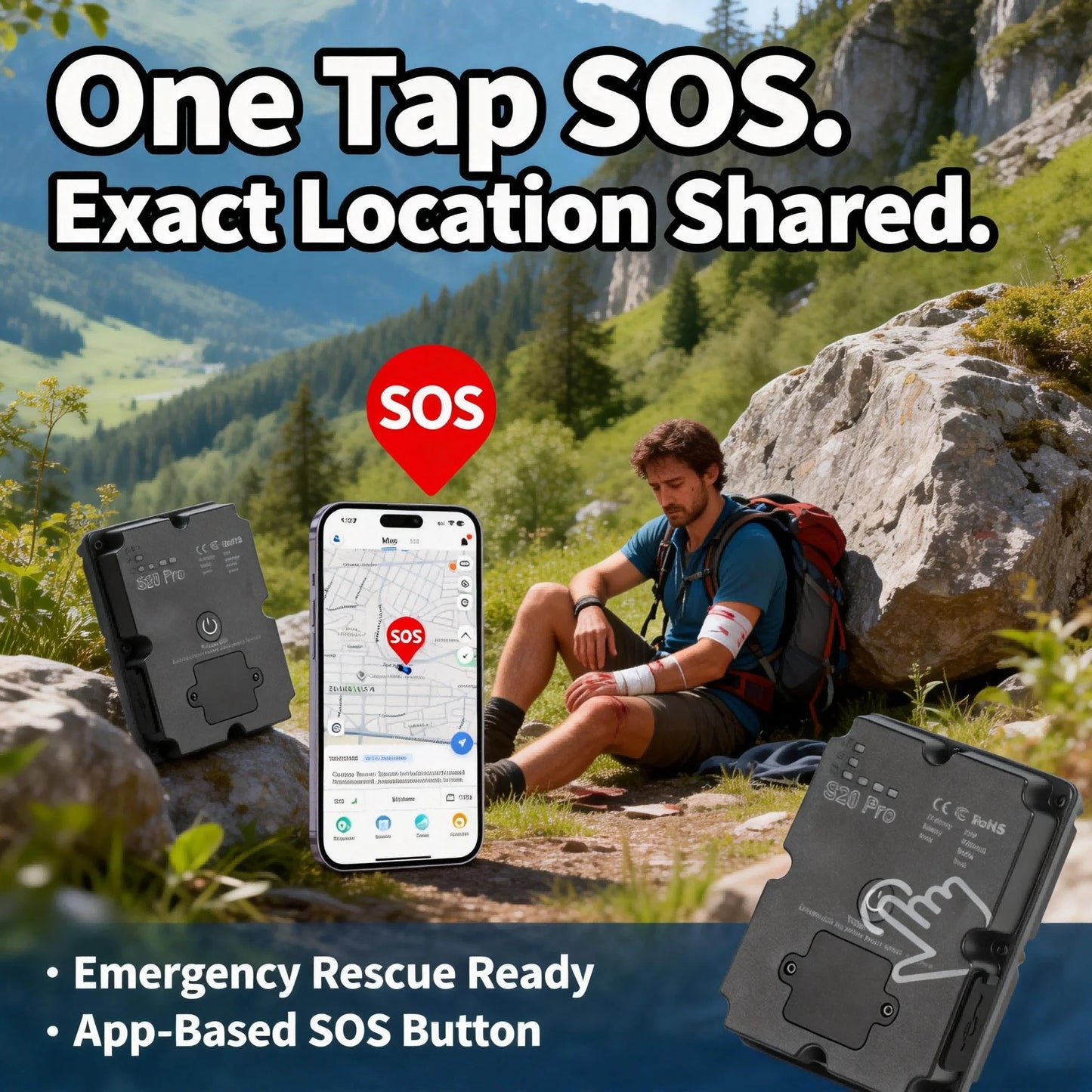 GPS Tracker for Hiking Backpacking Outdoor Adventures Real Time Tracking SOS Emergency 4G Global Portable Waterproof Device Subs