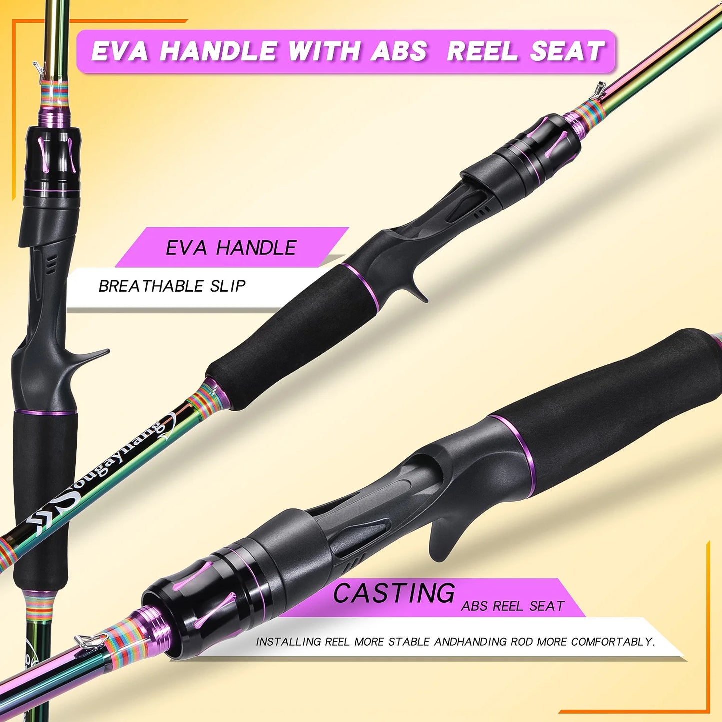 Sougayilang Baitcasting Fishing Rod M 1.8m 2.1m Carbon Fiber Rod Max Drag 8kg 2mm Top coil Bass Trout Freshwater Fishing Pesca
