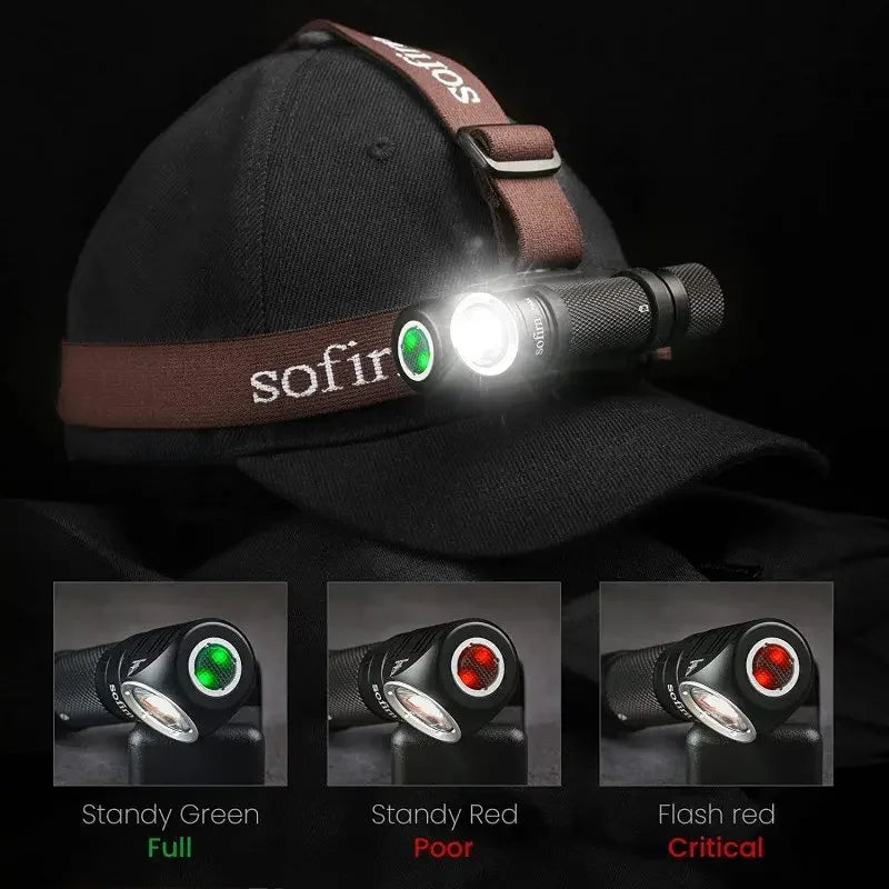 Sofirn SP40 1200lm Bright Headlamp XPL LED EDC 18650 Rechargeable Headlight Outdoor Fishing Torch with Magnet Tail Cap